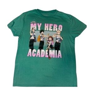 My Hero Academia Men’s Graphic Tee - Green (Size Small)